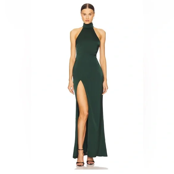 green halter backless maxi dress Juarez Green Halter Backless Maxi Dress